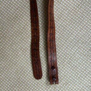 Vintage Women's Embossed Brown Leather Belt